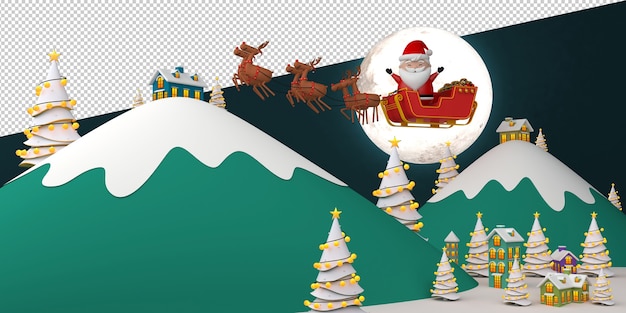 PSD santa claus in sleigh illustration