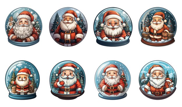 Santa claus in snow globe sublimation clipart png