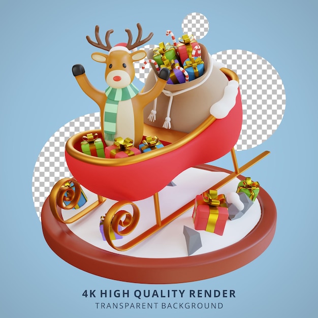 Santa claus train mascot 3D Character illustration