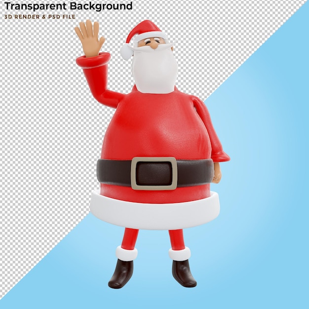 Santa Claus waving hand isolated 3d rendering