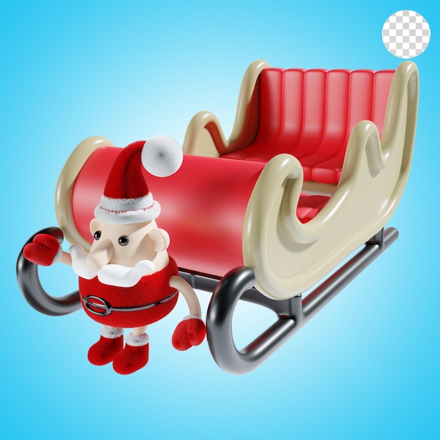 PSD santa claus with christmas carriage 3d illustration