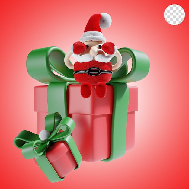 PSD babbo natale con regalo di natale illustrazione 3d