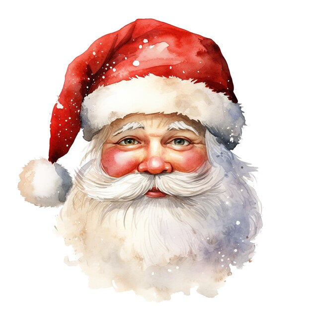 Santa head for christmas event watercolor style ai generated