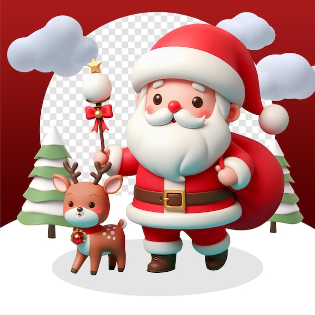 SANTA AND LITTLE DEER 3D