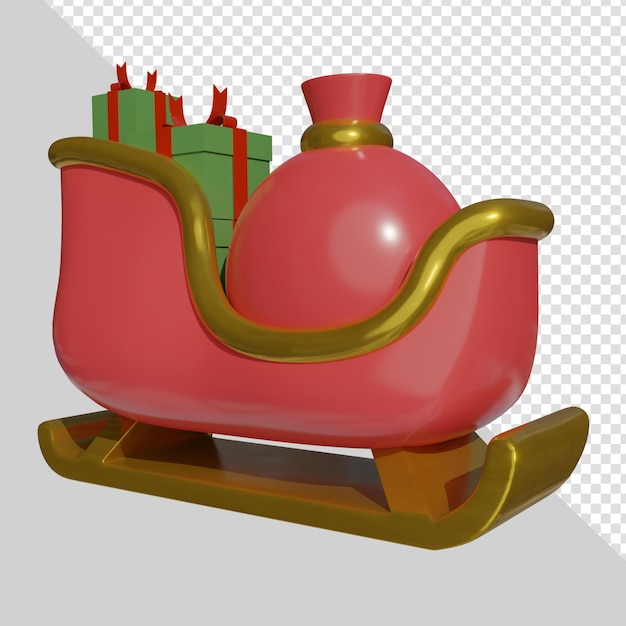 PSD santa sleigh 3d icon