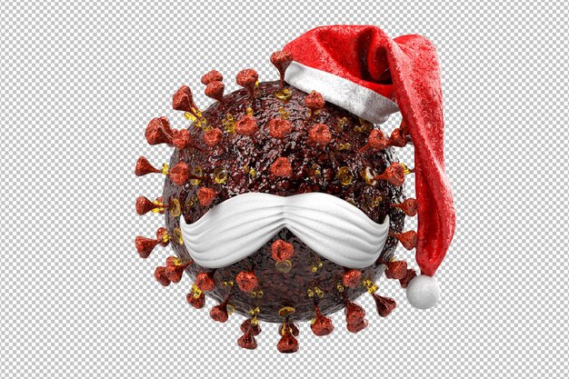 Santa-virus. kerst pandemie concept. geïsoleerd. 3d-rendering