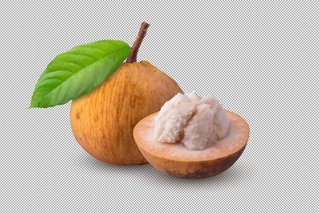 Santol fruit en santol meliaceae geïsoleerd op alpha background