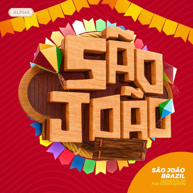 PSD sao joao brasile logo 3d rendering