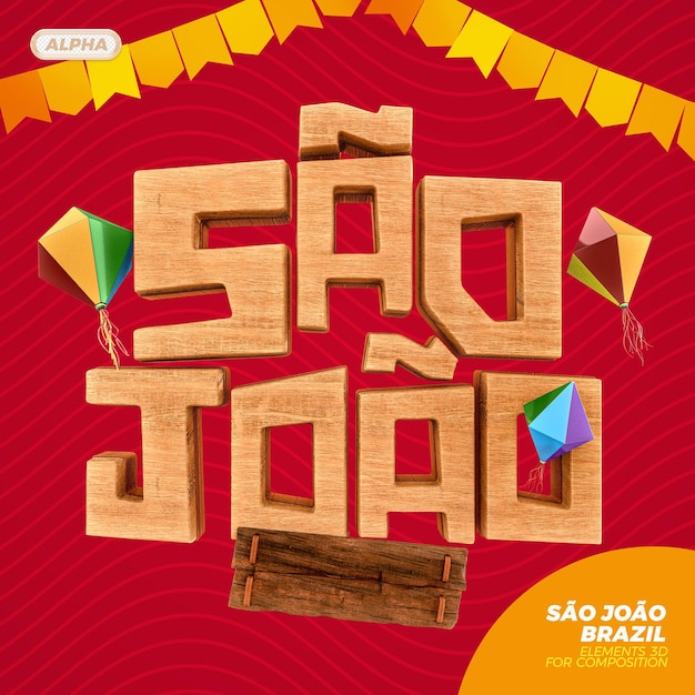 Sao Joao Brazylia Renderowania 3d Logo