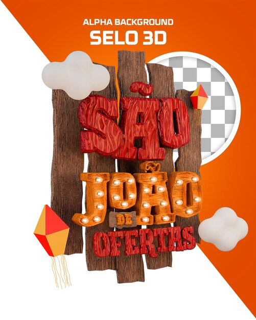 PSD sao joao de ofertas selo 3d