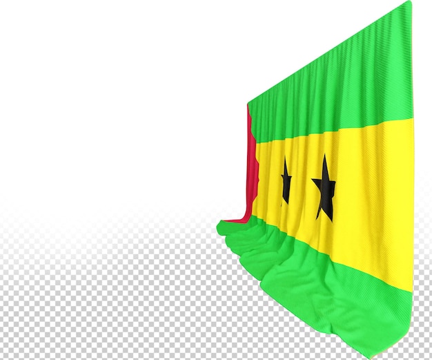Tenda con bandiera di sao tomé e principe in rendering 3d chiamata bandiera di sao tome e principe