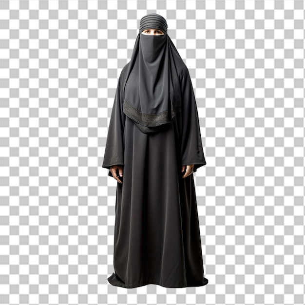 PSD saoedische arabische vrouw in abaya met een gezichtsmasker die tegenover elkaar staat