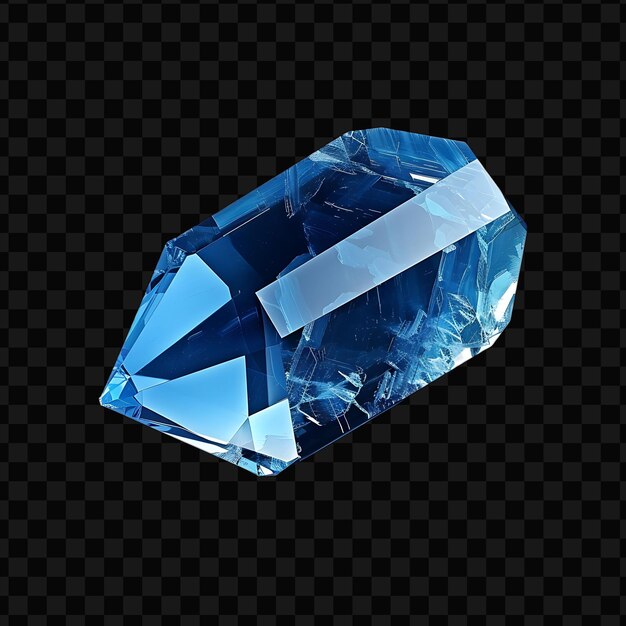 PSD sapphire crystal with hexagonal prism shape blue color and t isolated psd png gemstone diamond glow