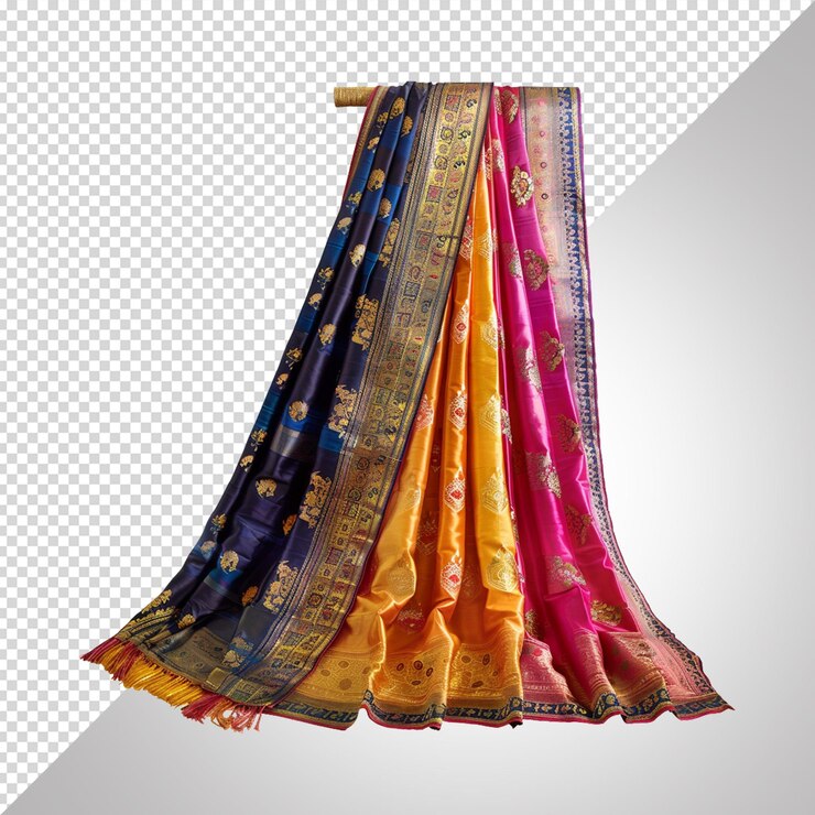 PSD saree dress isolated on transparent white background