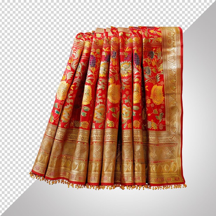 PSD saree dress isolated on transparent white background
