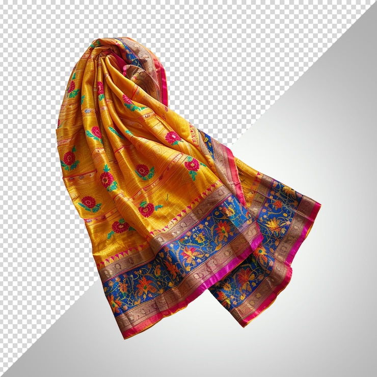 PSD saree dress isolated on transparent white background