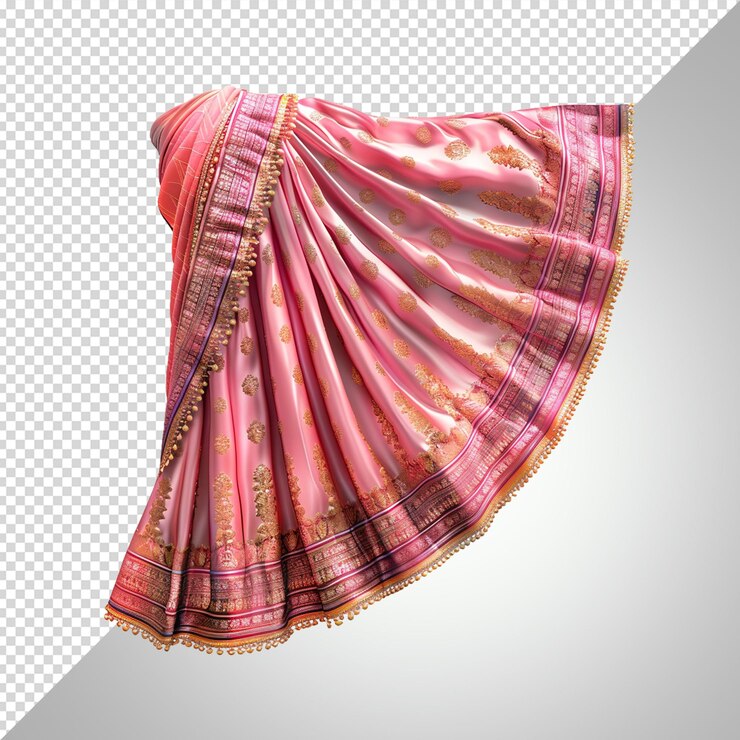 PSD saree dress isolated on transparent white background