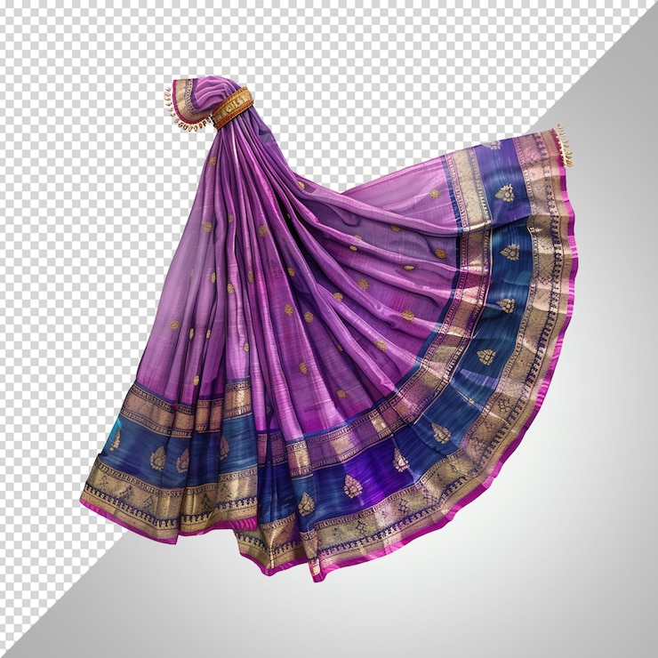 PSD saree dress isolated on transparent white background