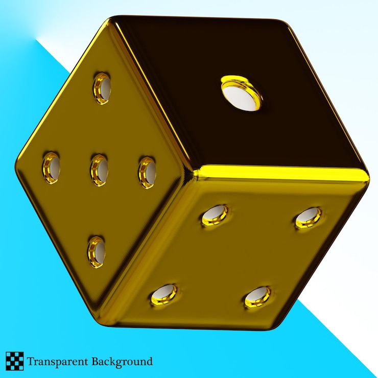 PSD sarı metal zar 3d illüstrasyon