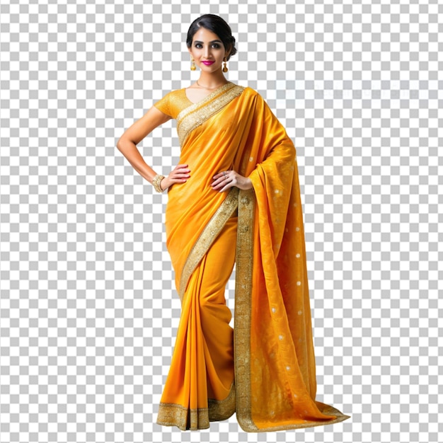 PSD sari szafran na przezroczystym tle