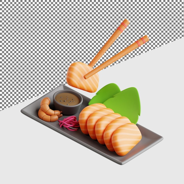 PSD sashimi 3d asian food rendering