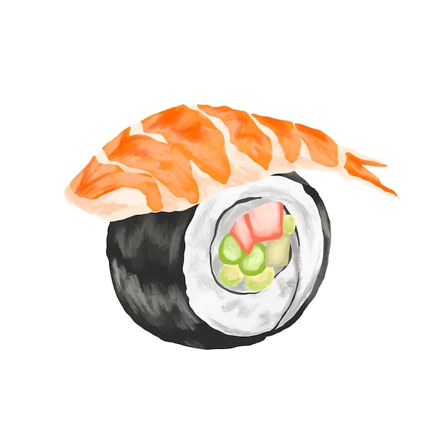 Sashimi z krewetek świeży sushi rolka japońskie ilustracje menu