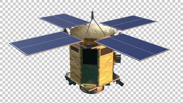 PSD satelita kosmiczny orbitujący w przestrzeni na przezroczystym tle ilustracja renderowania 3d
