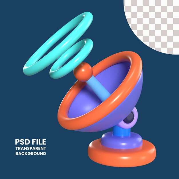 PSD 위성 접시 3d 일러스트레이션 아이콘