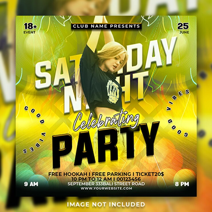 Saterdagavond dj club flyer sjabloon
