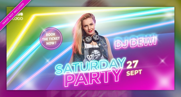 PSD satnight party music banner template