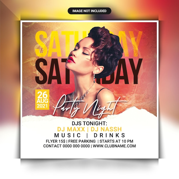 Saturday club dj party flyer template