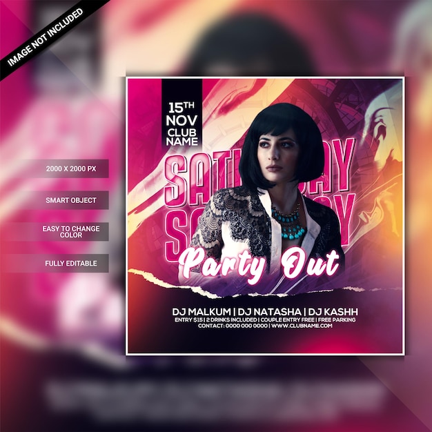 Saturday club night party flyer template