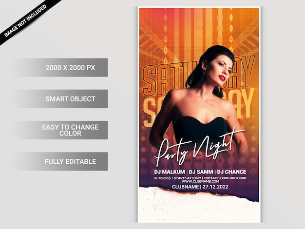 PSD saturday club party flyer template