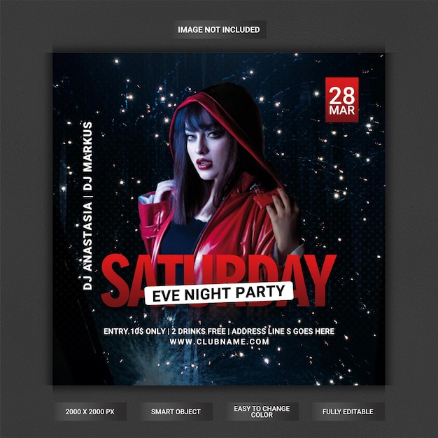 Saturday club party flyer template