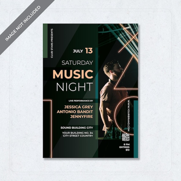 PSD saturday music night party flyer