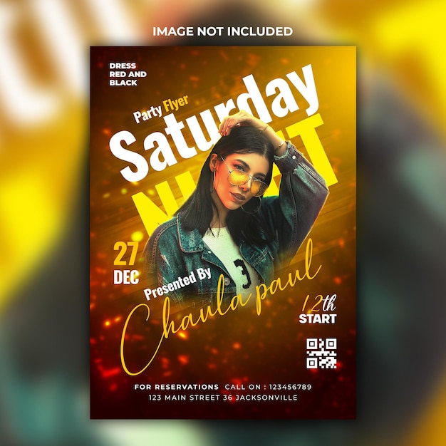 Saturday music party psd flyer design template