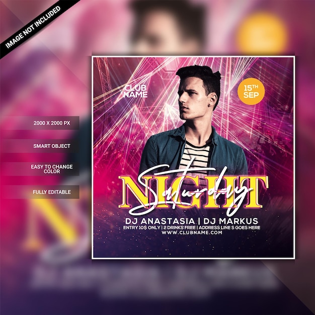 Saturday night club party flyer template