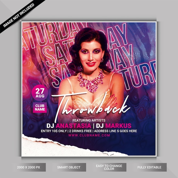 Saturday night club party flyer template