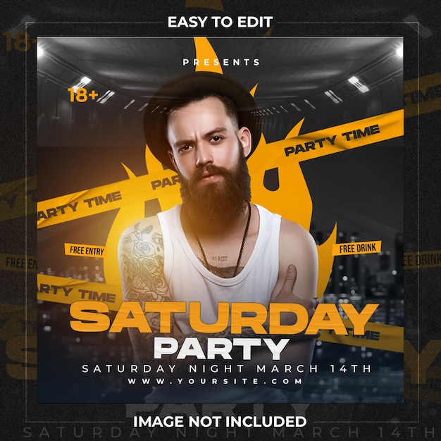 Saturday night music party social media instagram template