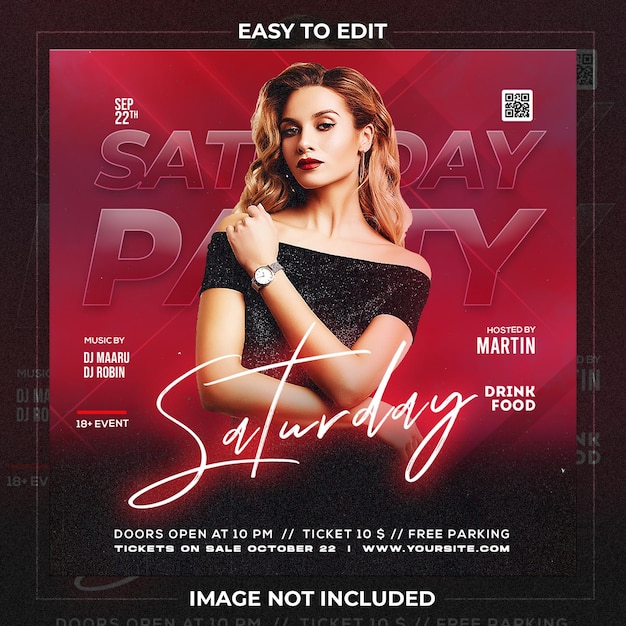 Saturday night music party social media instagram template