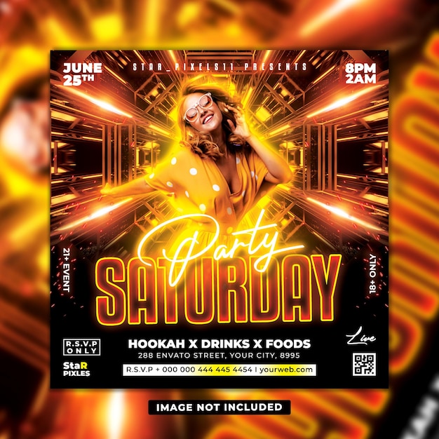 Saturday night party club dj flyer template designs