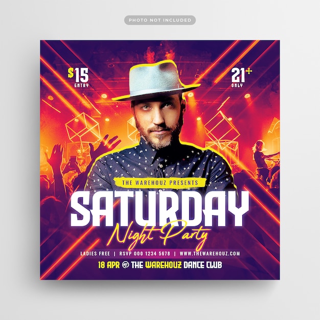 PSD volantino del saturday night party club