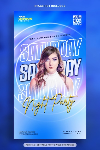 Saturday night party social media stories template