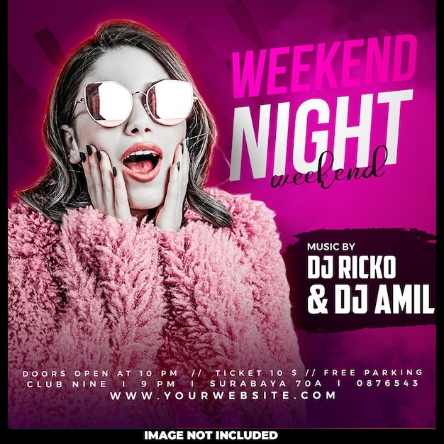 Saturday night party social media template design