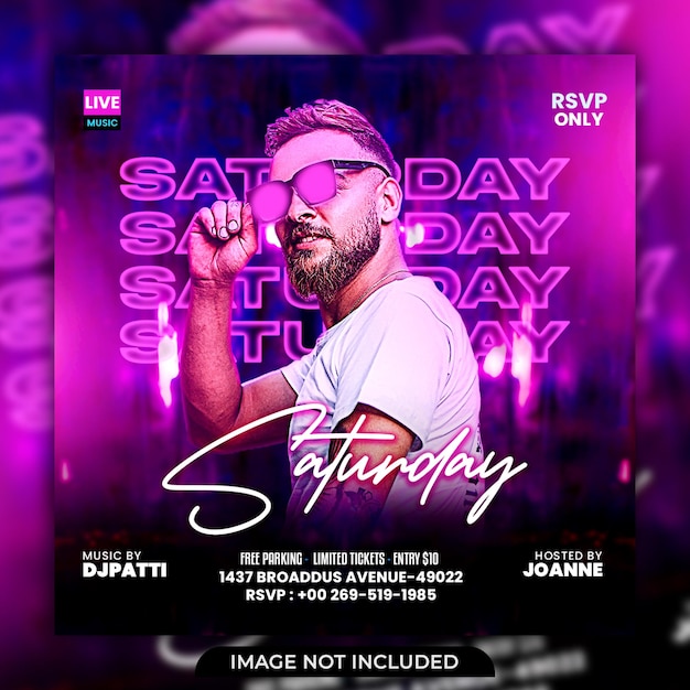 Saturday party flyer social media banner template