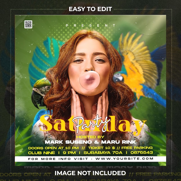 PSD saturday party social media template