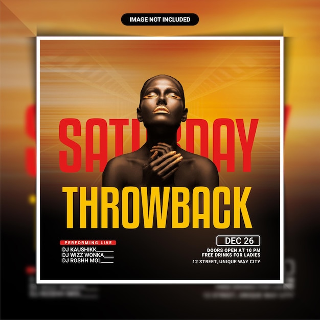 Saturday throwback party flyer template