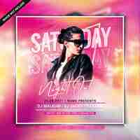 PSD saturdaynight out club party flyer template