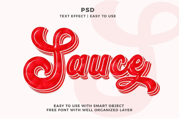 Sauce 3d editable photoshop text effect style psd with background