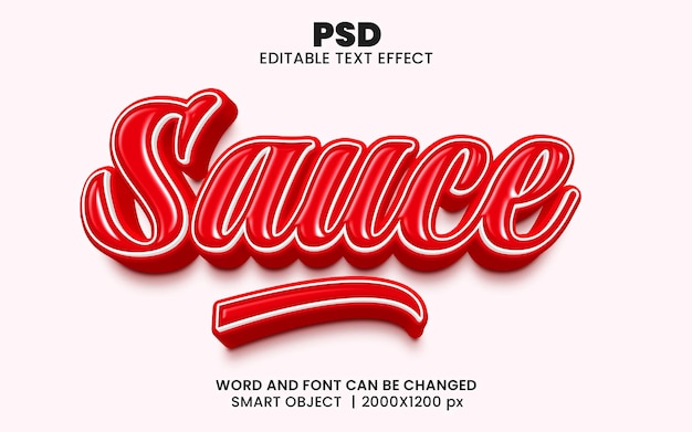 Sauce 3d editable photoshop text effect style with modern background